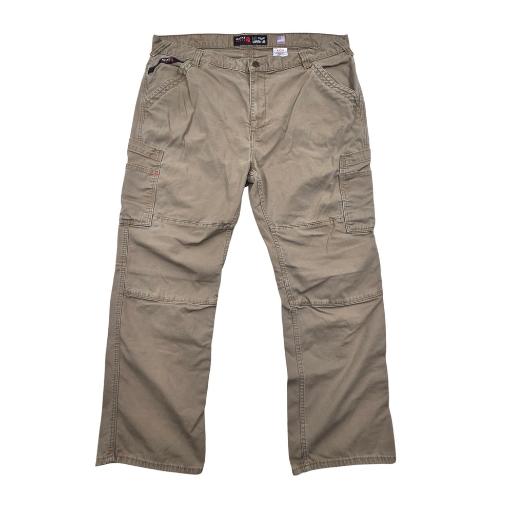 Ariat FR M5 Straight Leg Cargo Work Pants Mens 44x30 Khaki CAT 2 NFPA 2112